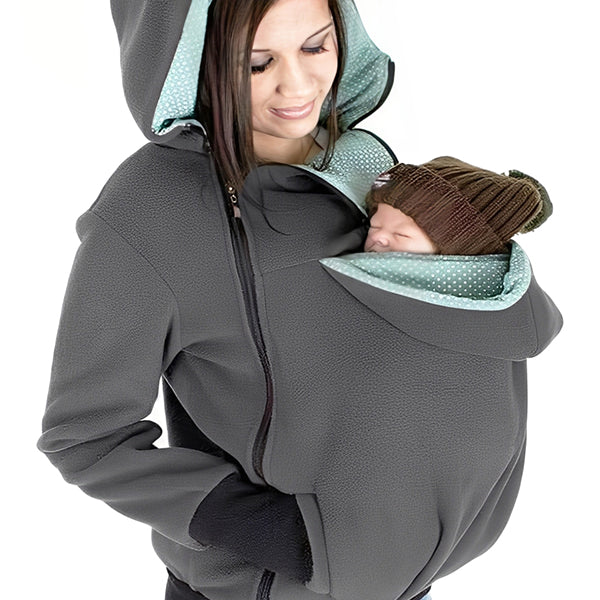 Beaumama sweatshirt à capuche kangourou portage bébé et allaitement amovible manteau femme