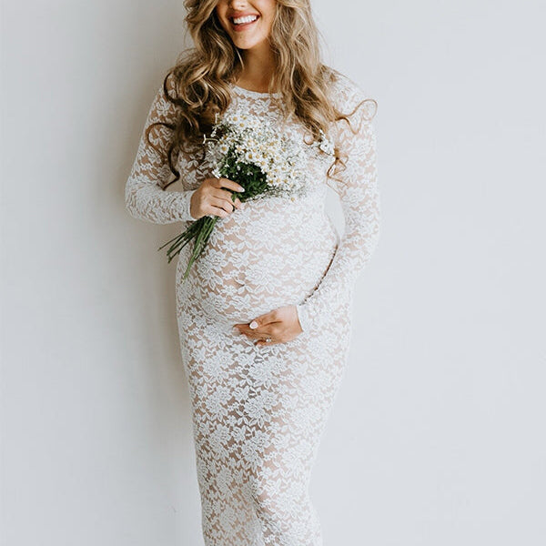 Beaumama robe de mariage longue grossesse chic dentelle transparent moulante femme enceinte