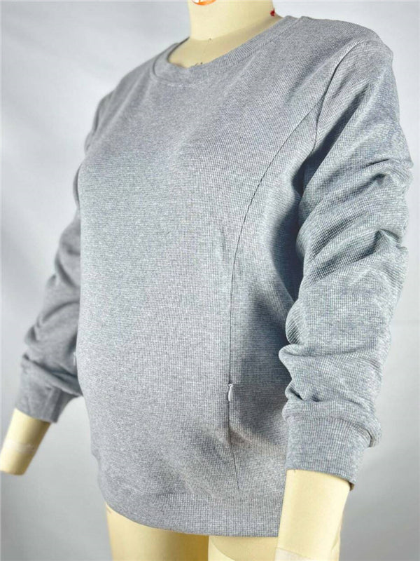 Beaumama sweatshirt allaitement grossesse casual tous les jours fermeture éclair col rond femme enceinte
