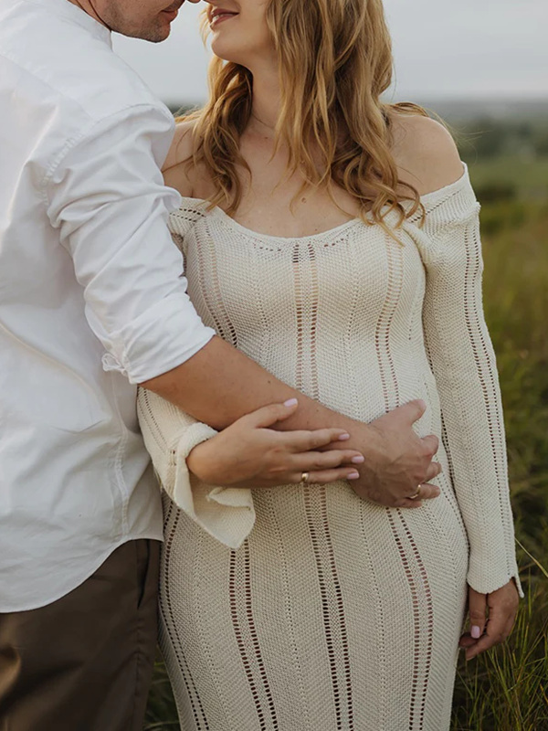 Beaumama robes longue grossesse dos nu moulante bord ondulé élégant femme enceinte