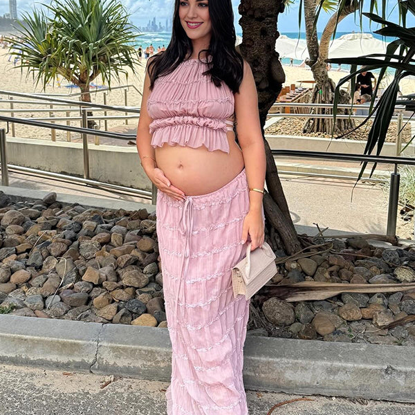 Beaumama ensembles pyjama grossesse plis licou strap deux pièces femme enceinte