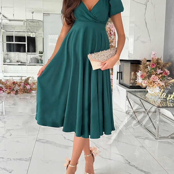Beaumama robes mi-longue grossesse élégant cocktail cérémonie volants trapèze fluide femme enceinte