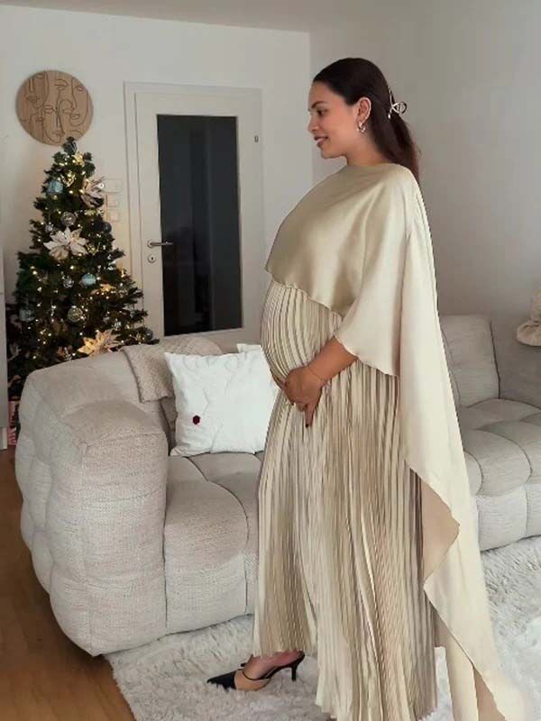 Beaumama robes longue grossesse élégant enceinte shooting irrégulier volants fluide plissé soirée femme enceinte
