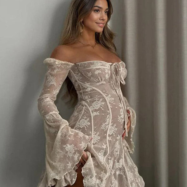 Beaumama robes courte grossesse cocktail cérémonie dentelle tulle fluide nœud manches trompette femme enceinte