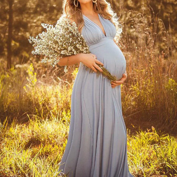 Beaumama robes photo longue grossesse élégant croisé dos fluide queue cérémonie femme enceinte