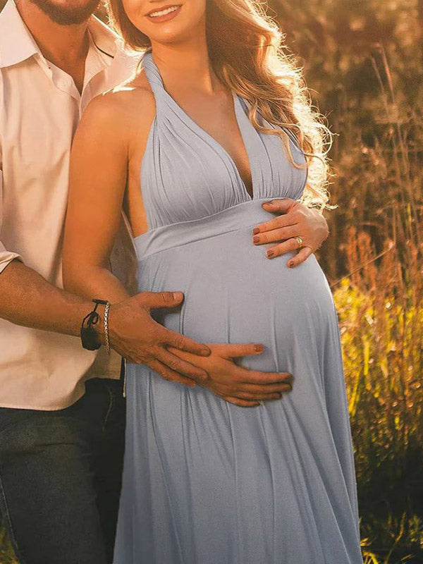 Beaumama robes photo longue grossesse élégant croisé dos fluide queue cérémonie femme enceinte
