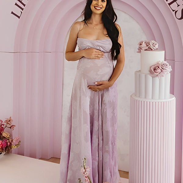 Beaumama robe baby shower longue grossesse fête prénatale cérémonie imprimé fleurie taille femme enceinte