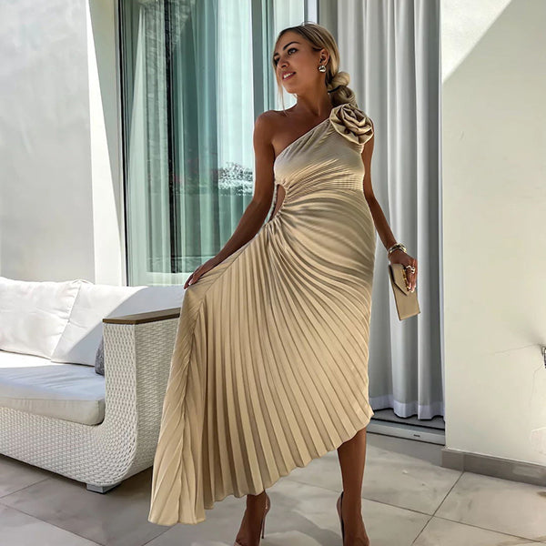 Beaumama robe longue grossesse élégant cocktail 3D fleurie plissé coulisse taille irrégulier femme enceinte