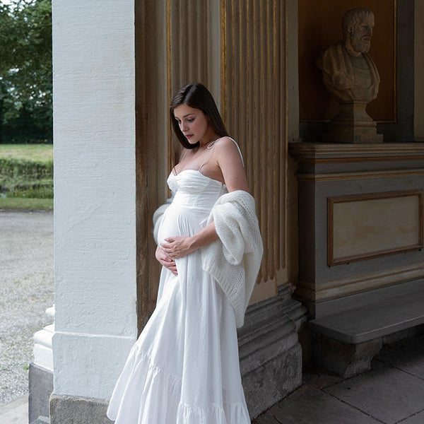 Beaumama robe longue grossesse élégant mariage cérémonie volants épissage spaghettiträger fluide femme enceinte