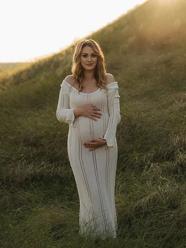 Beaumama robes longue grossesse dos nu moulante bord ondulé élégant femme enceinte