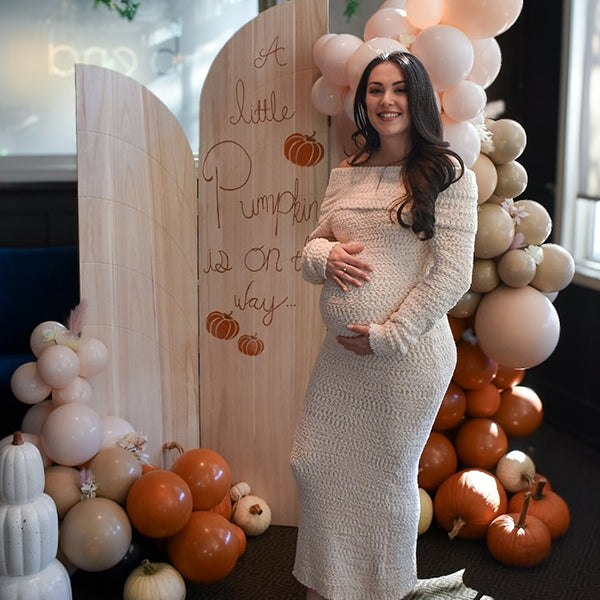 Beaumama robes longue grossesse élégant cérémonie crochet tricot moulante épaule dénudée femme enceinte