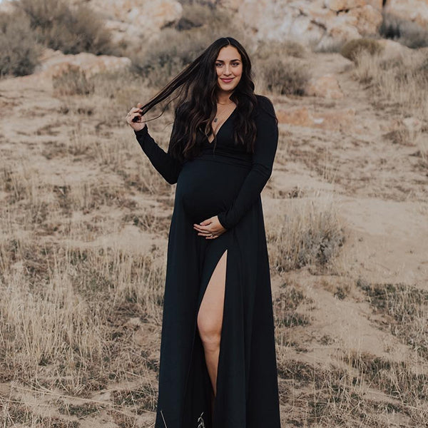 Beaumama robes longue grossesse élégant enceinte shooting fendu le côté fluide femme enceinte