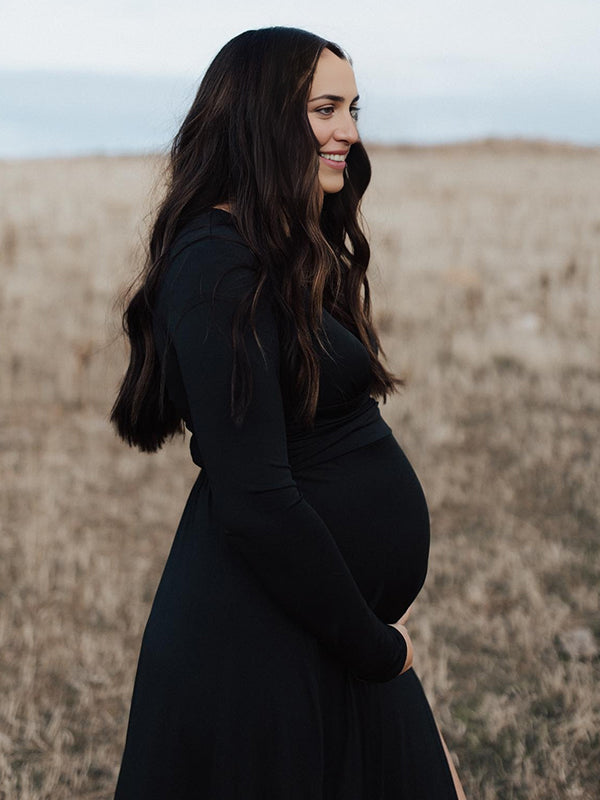 Beaumama robes longue grossesse élégant enceinte shooting fendu le côté fluide femme enceinte