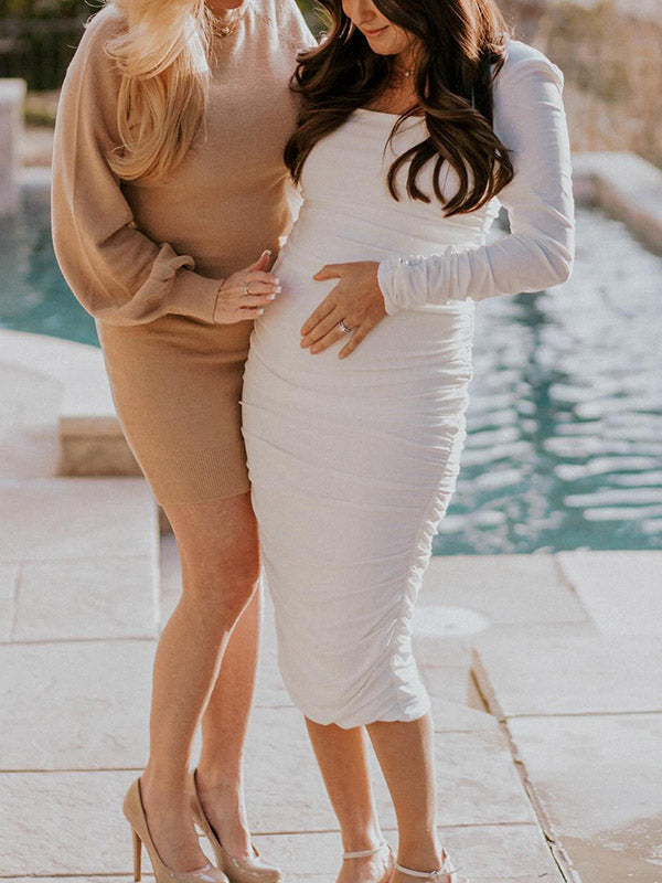 Beaumama robes longue grossesse invité mariage plissé moulante élégant femme enceinte