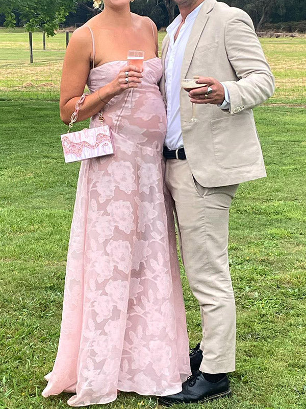 Beaumama robes longue grossesse mariée imprimé fleurie fluide trapèze transparent spaghettiträger demoiselles d'honneur femme enceinte