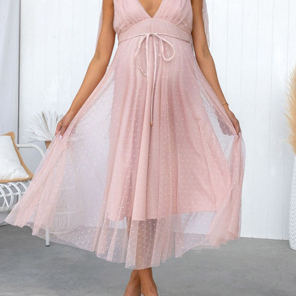Beaumama robes longue grossesse pois bouffante tutu ceinture dos nu demoiselles d'honneur femme enceinte