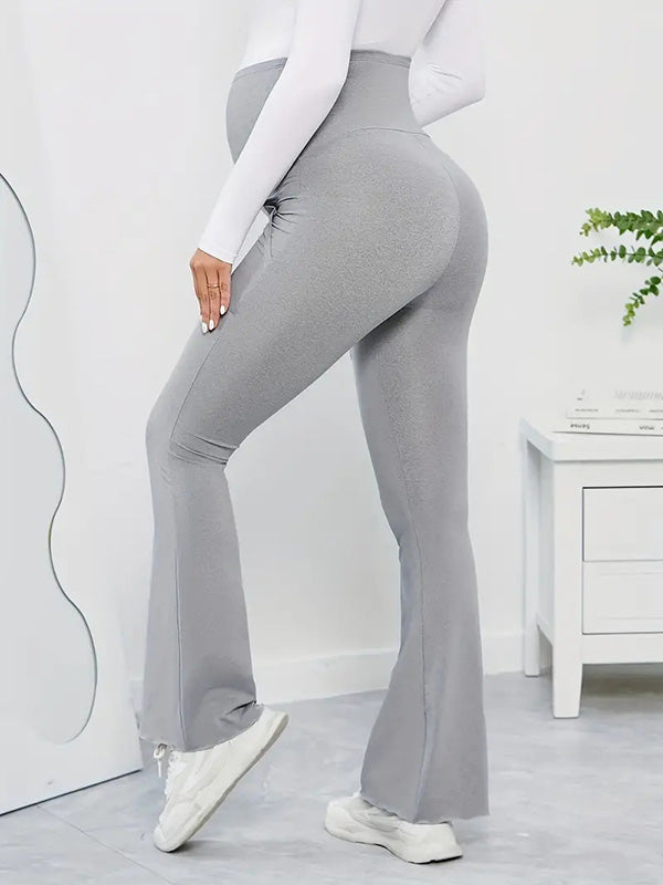 Beaumama pantalons grossesse casual confortable unicolore bootcut évasé Poches moulante leggings femme enceinte