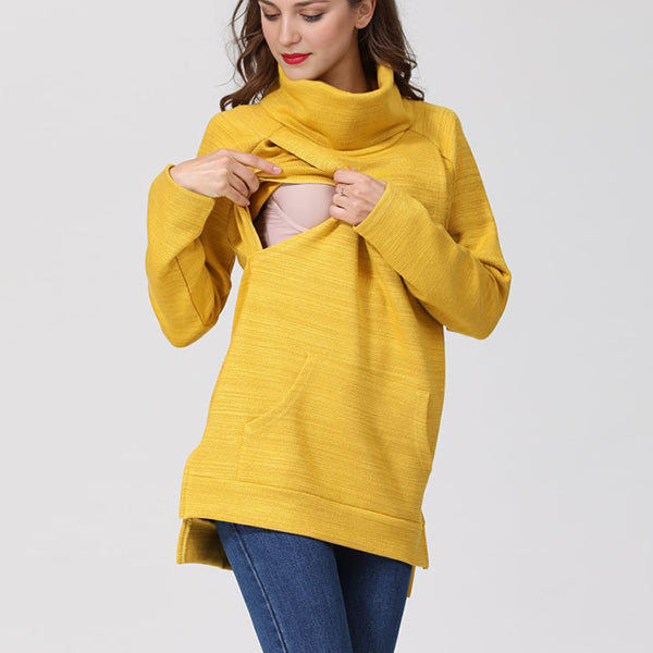 Beaumama sweatshirt allaitement grossesse poches col roulé style maison femme enceinte