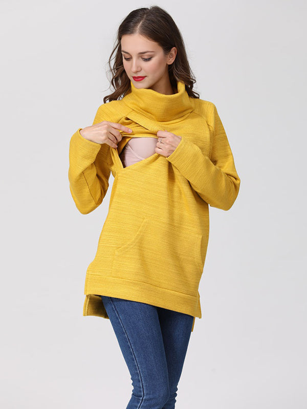 Beaumama sweatshirt allaitement grossesse poches col roulé style maison femme enceinte