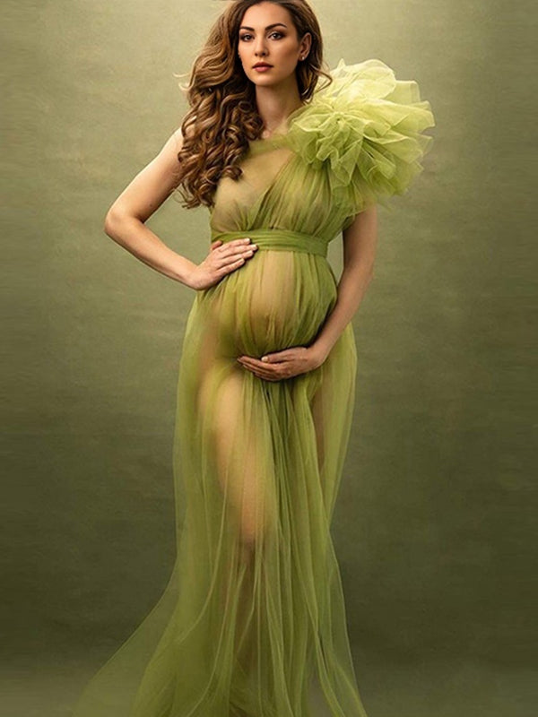 Beaumama robes photo longue grossesse tulle bouffante tutu transparent asymétrique queue ceinture femme enceinte