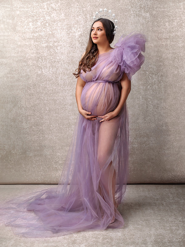 Beaumama robes photo longue grossesse tulle bouffante tutu transparent asymétrique queue ceinture femme enceinte
