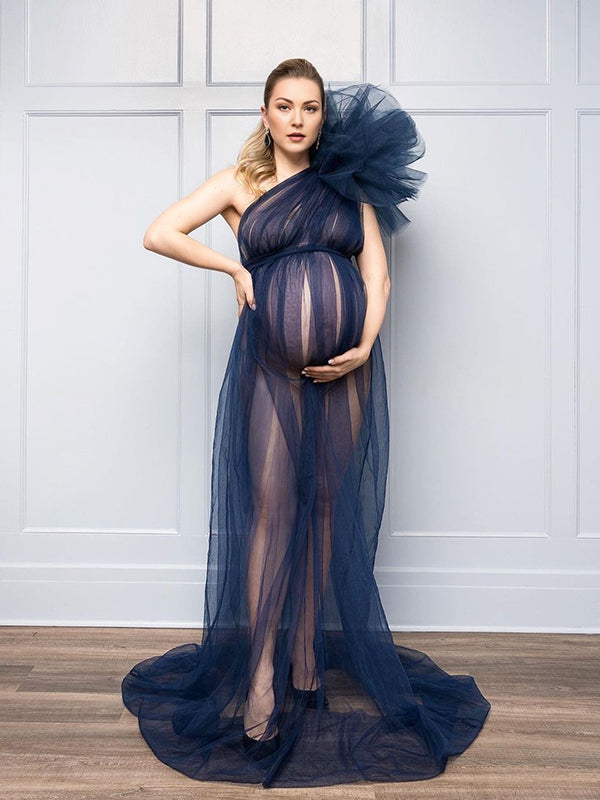 Beaumama robes photo longue grossesse tulle bouffante tutu transparent asymétrique queue ceinture femme enceinte