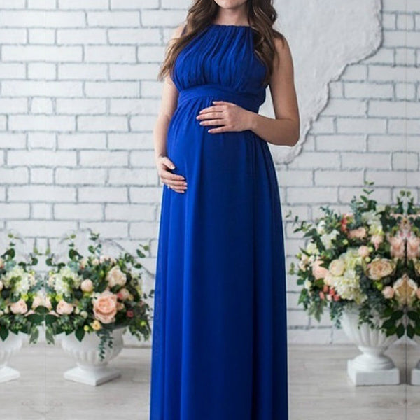 Robes longue de grossesse fluide-Bleu