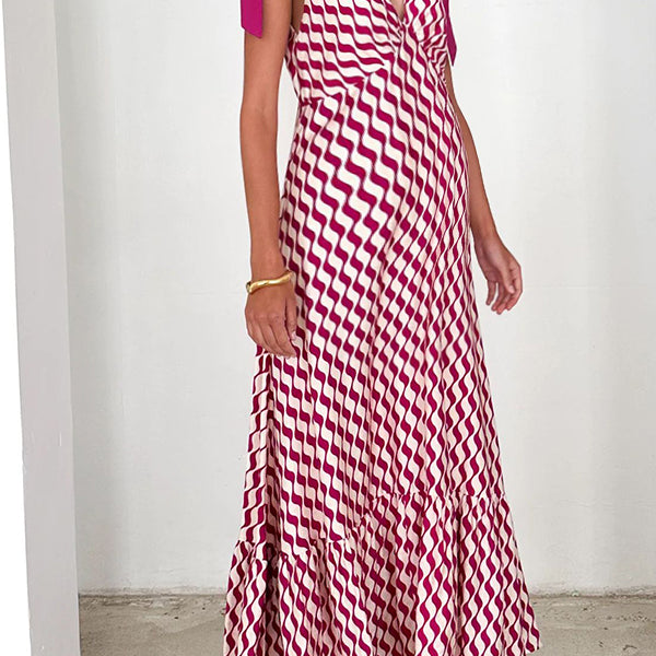 Robes longue de grossesse imprimé fleurie-Rouge