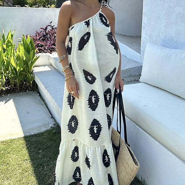 Robe longue grossesse imprimé fleurie dos nu blanche