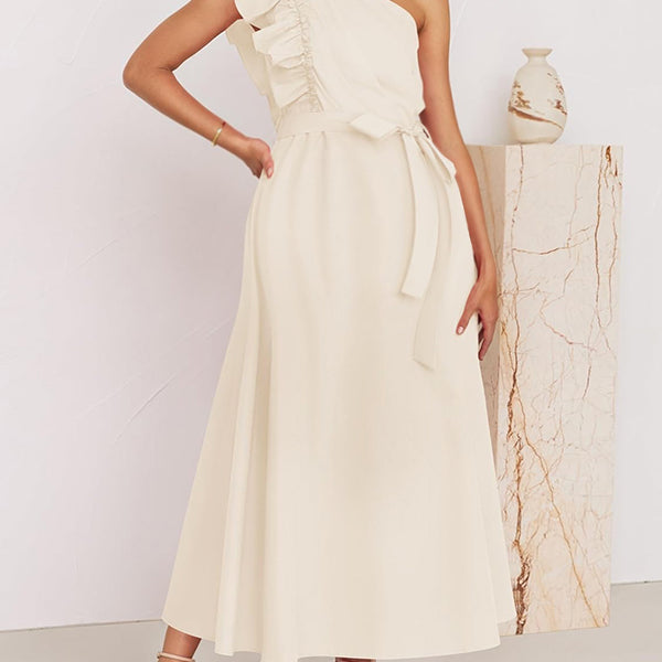 Robes longue grossesse nœud papillon ceinture ruchés froncées abricot