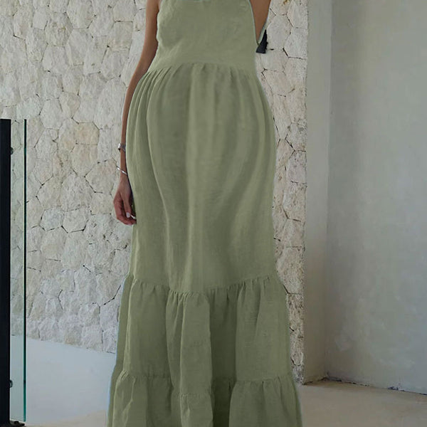 Robes longue grossesse dos nu spaghettiträger vert clair