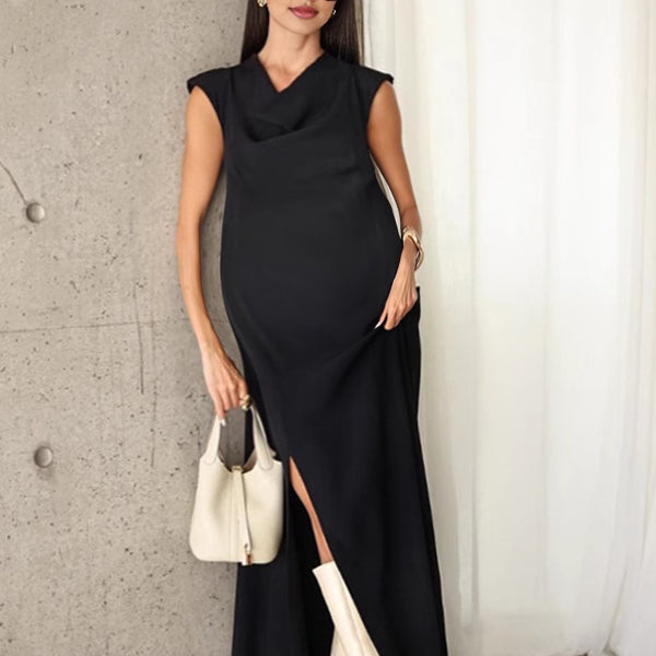 Robes longue grossesse fendu le côté noir