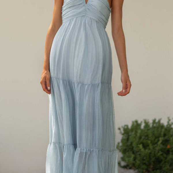 Robes longue grossesse dos nu épissage bleu