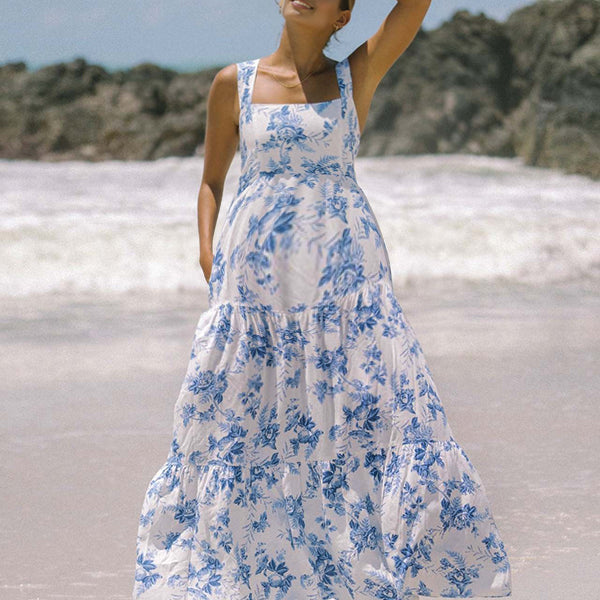 Robes longue grossesse imprimé fleurie nœud papillon blanche