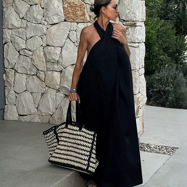 Robe longue grossesse dos nu noir