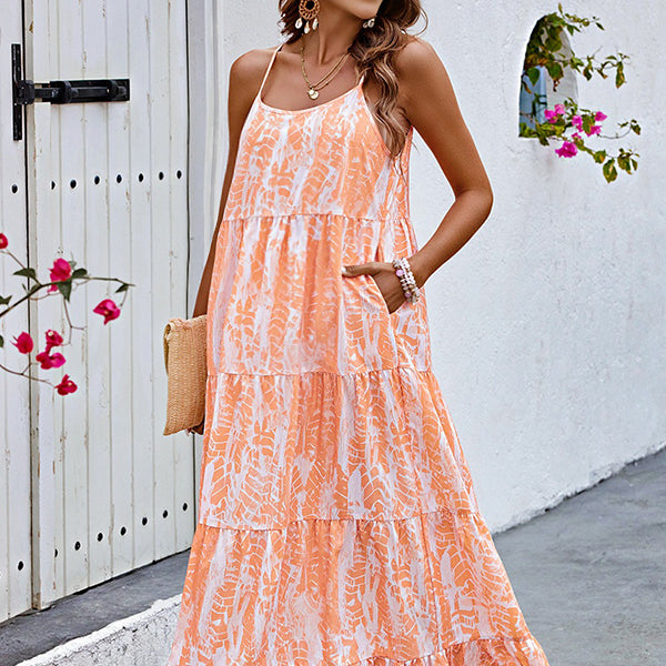 Robe longue grossesse tie and dye dos nu peplum strap nacarat