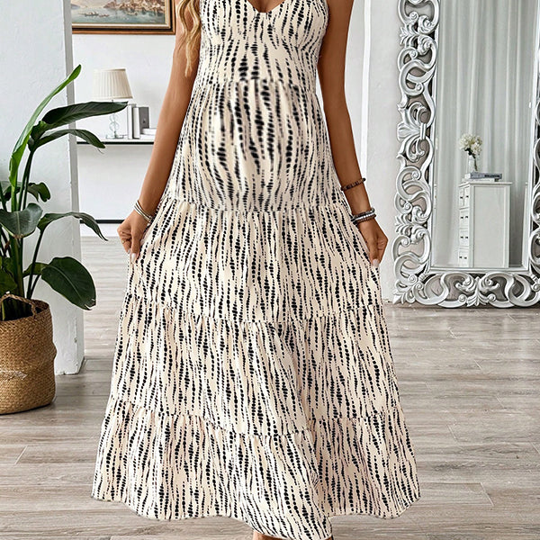 Robe longue grossesse rayé dos nu nœud papillon blanche
