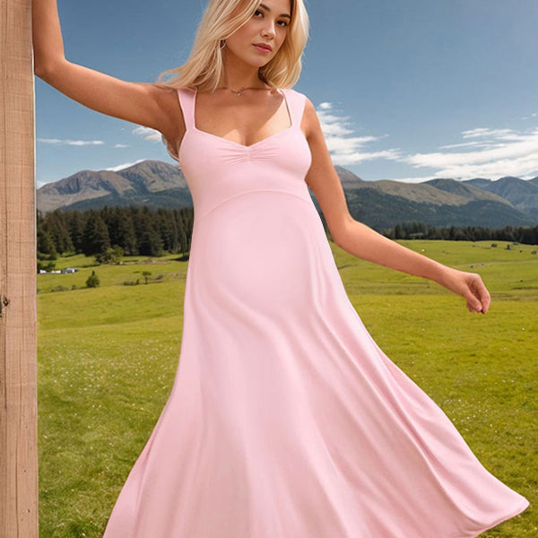 Beaumama robe longue grossesse dos nu rose