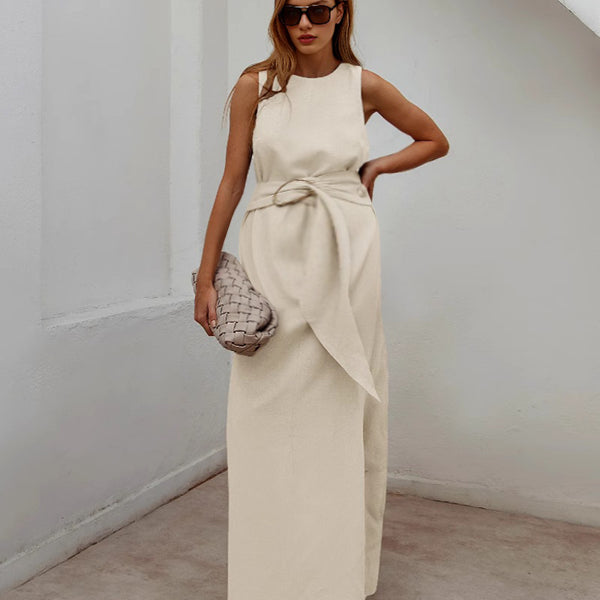 Beaumama robe longue grossesse ceinture fendu le côté khaki