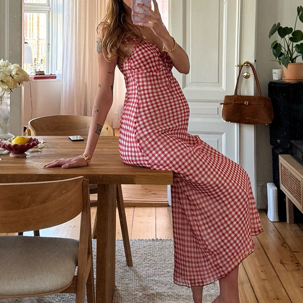 Beaumama robe longue grossesse mignon carreaux volants coulisse taille femme enceinte