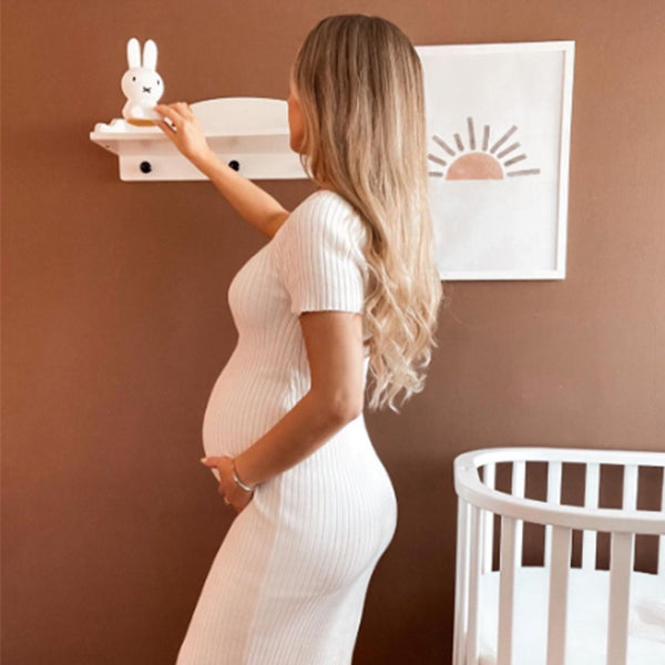Beaumama robe longue grossesse moulante femme enceinte blanche