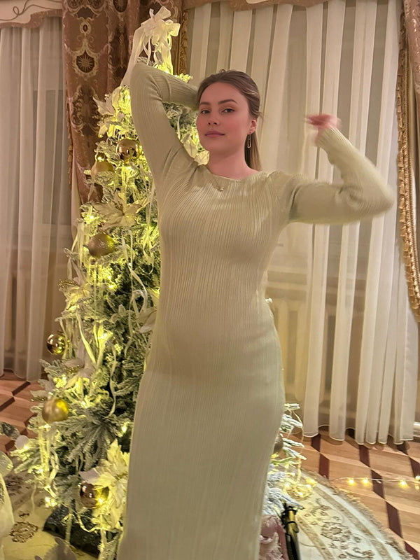 Beaumama robe longue grossesse élégant chic cocktail plissé moulante femme enceinte