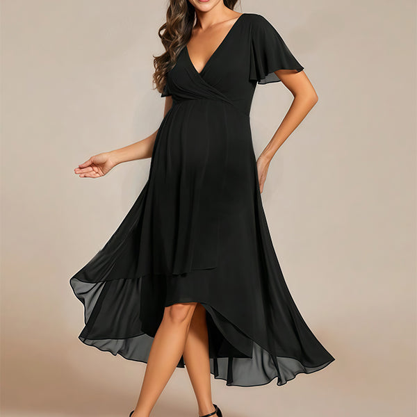 Robes mi-longue de grossesse volants-Noir