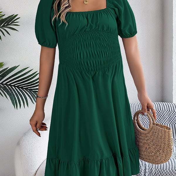 Robes mi-longue grossesse volants vert