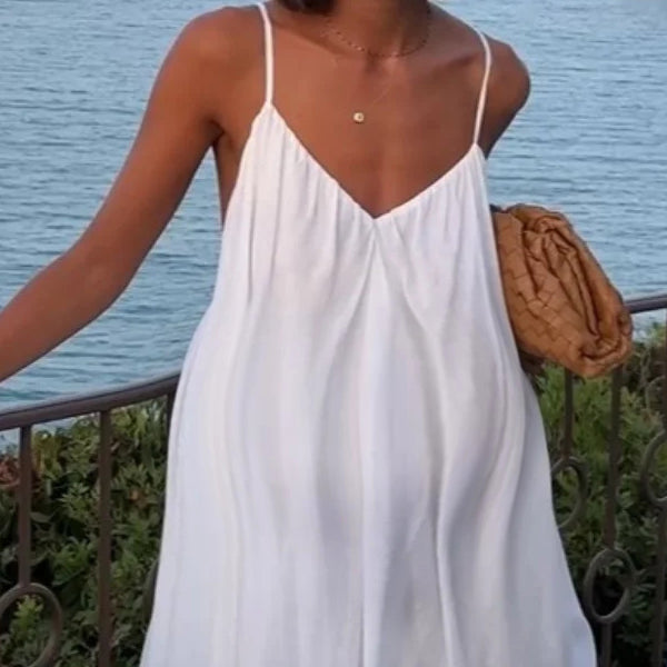 Robe courte grossesse spaghettiträger fluide dos nu blanche