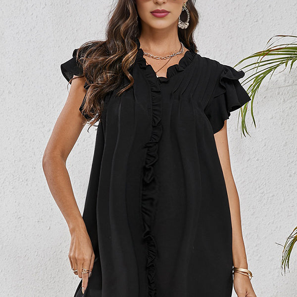 Robes courte grossesse ruchés froncées noir