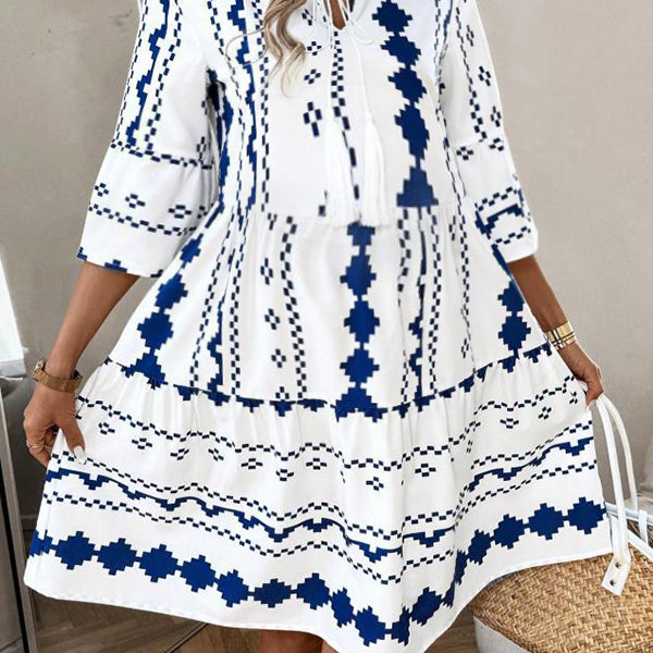 Robe courte grossesse imprimé fleurie epissage bleu