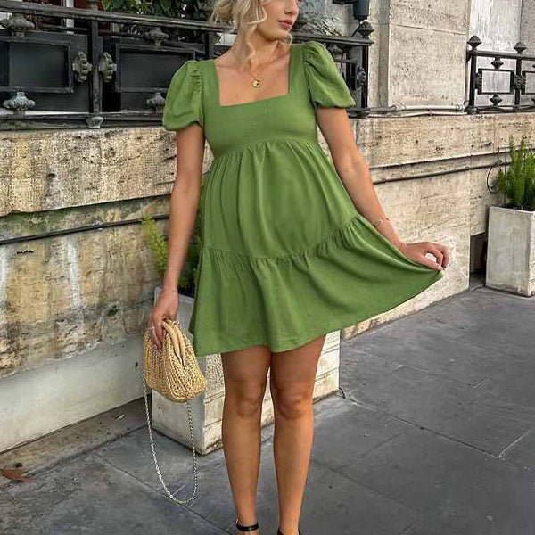 Beaumama robe courte grossesse dos nu vert