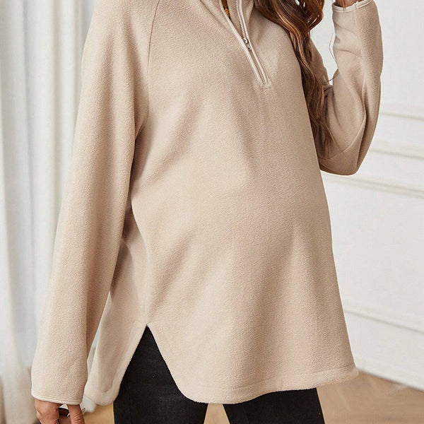 Beaumama t-shirts grossesse casual tous les jours fermeture éclair fendu le côté poilu femme enceinte