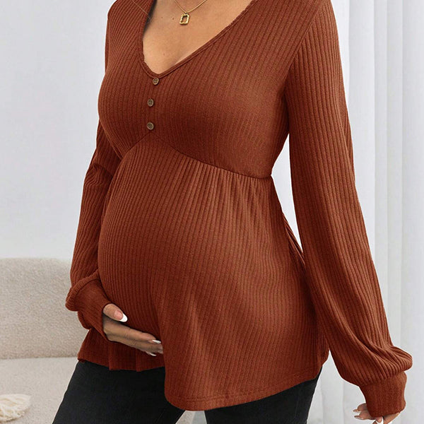 Beaumama t-shirts grossesse casual tous les jours boutonnage peplum femme enceinte